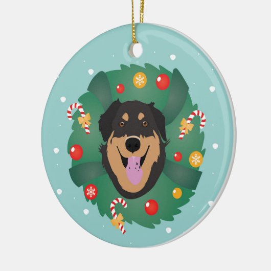 Dog Decorated Kerstmis Wreath Keramisch Ornament (Links)