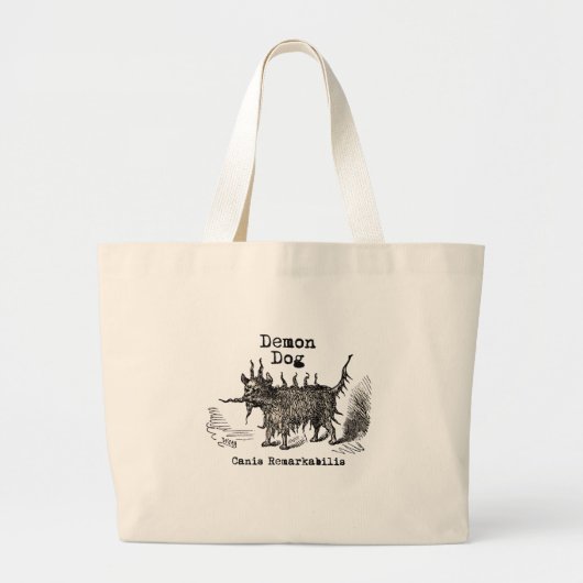 Dog Demon Funny Cute Grote Tote Bag (Voorkant)