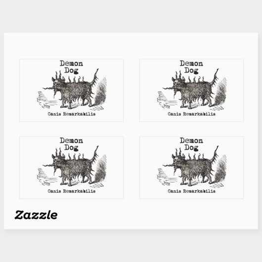 Dog Demon Funny Cute Rechthoekige Sticker (Vel)
