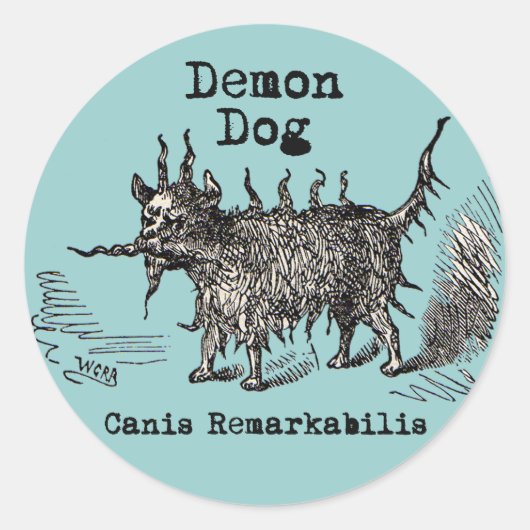 Dog Demon  Funny Cute Ronde Sticker (Voorkant)