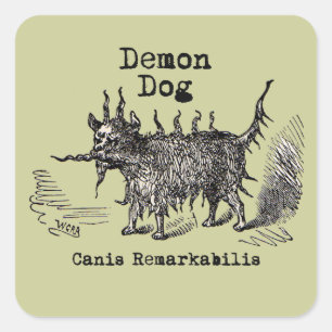 Dog Demon Funny Cute Vierkante Sticker