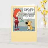 Dog die de klok bekijkt op de voedingstijd Funny B Kaart (Gele Bloem)