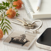 Dog die de strand aanpast sleutelhanger (Voorkant Rechts)