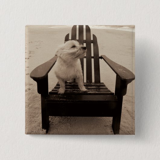 Dog die de strand aanpast vierkante button 5,1 cm (Voorkant)