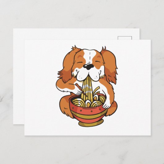 Dog die ramen noedels eet briefkaart (Voorkant / Achterkant)