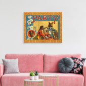 Dog Dinner Party hondenafbeelding Canvas Afdruk (Insitu (Woonkamer))