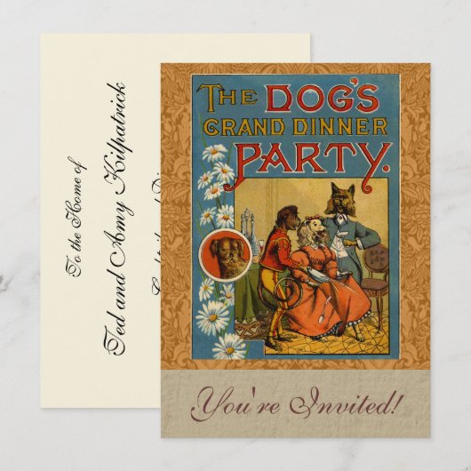 Dog Dinner Party hondenafbeelding Kaart (Voorkant / Achterkant)