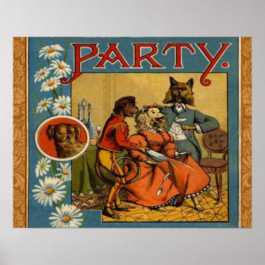 Dog Dinner Party  hondenafbeelding Poster (Voorkant)