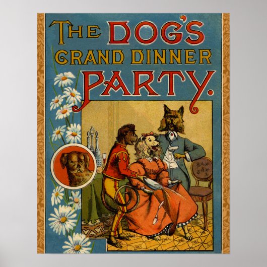 Dog Dinner Party  hondenafbeelding Poster (Voorkant)