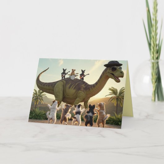 Dog Dinosaur Jam Greeting Card Feestdagen Kaart (Voorkant)