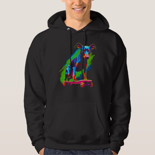 Dog Doberman Pinscher Skateboard Hoodie (Voorkant)