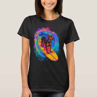 Dog Doberman Pinscher Surfing T-shirt