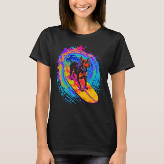 Dog Doberman Pinscher Surfing T-shirt (Voorkant)