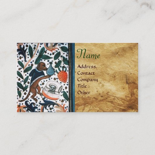 DOG DOCTOR MET KITTEN Parchment Monogram Visitekaartje (Voorkant)