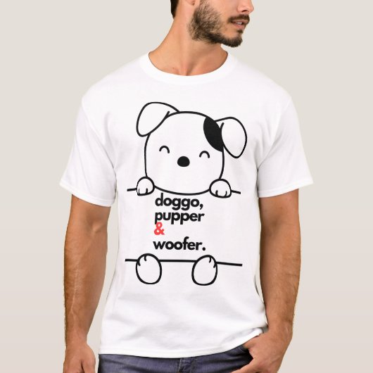 Dog Doggo Pupper en Woofer T-Shirt (Voorkant)