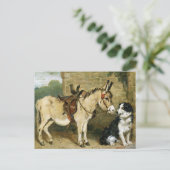 Dog & Donkey Animal Friends - kunst van Emms Briefkaart (Staand voorkant)