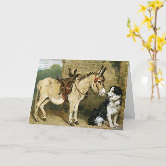 Dog & Donkey Animal Friends -  kunst van Emms Kaart (Gele Bloem)