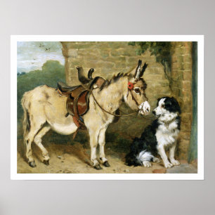 Dog & Donkey Animal Friends -  kunst van Emms Poster