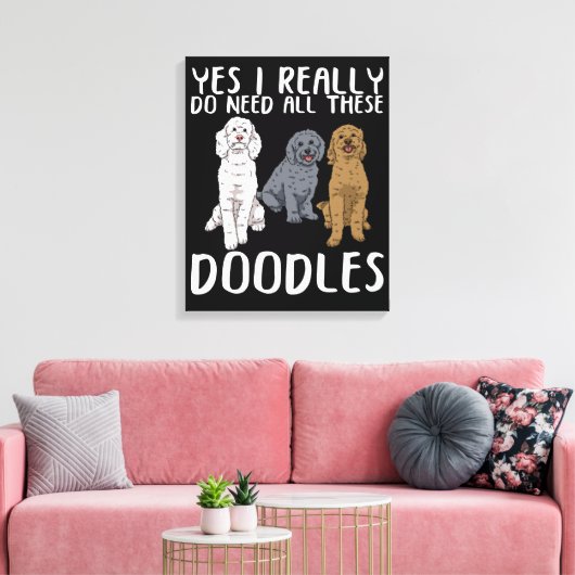 Dog Doodle Ma geeft pap Labradoodle Doodle Canvas Afdruk (Insitu (Woonkamer))