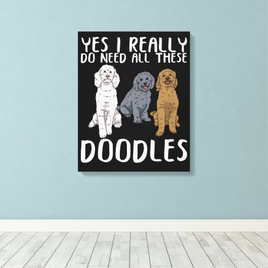 Dog Doodle Ma geeft pap Labradoodle Doodle Canvas Afdruk (Insitu (Houten vloer))