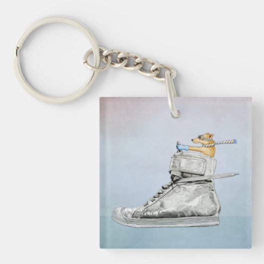 Dog Driving Shoe Square Acryl Sleutelhanger (Voorkant)