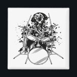 Dog Drummer die Drums Square speelt Magneet<br><div class="desc">Punk Rockstar Dog Puppy Drummer die Drums grafische vormgeving Gift Square Magnet Classic Collectie speelt.</div>