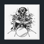 Dog Drummer die Drums Square speelt Magneet<br><div class="desc">Punk Rockstar Dog Puppy Drummer die Drums grafische vormgeving Gift Square Magnet Classic Collectie speelt.</div>