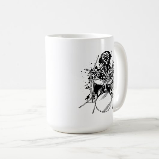 Dog Drummer-speldrums Koffiemok (Voorkant rechts)