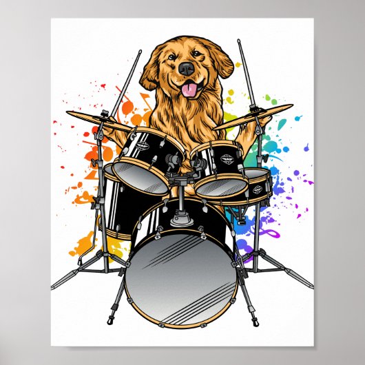 Dog Drummer-speldrums Poster (Voorkant)