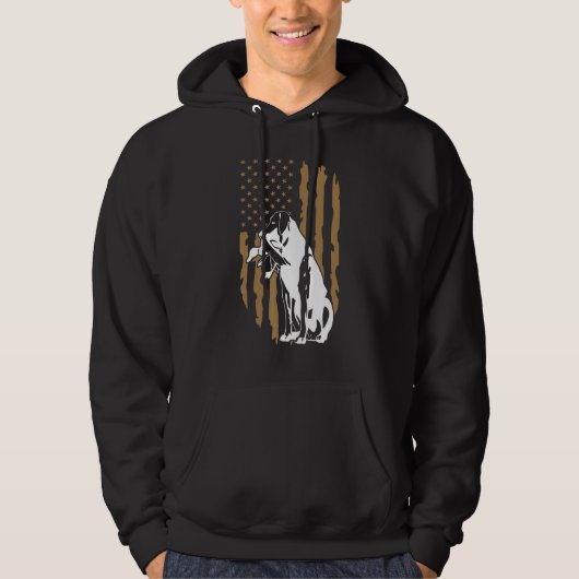Dog Duck Hunting American Flag Hoodie (Voorkant)