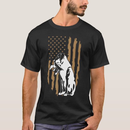 Dog Duck Hunting American Flag T-shirt (Voorkant)
