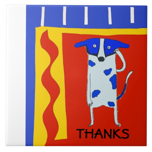 Dog, Dutch Delft Kijk, geef tekst uit Tegeltje (Voorkant)