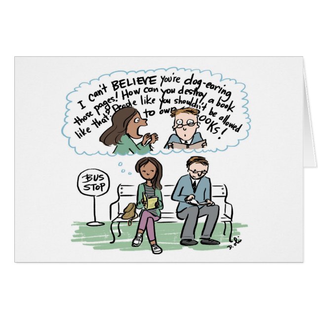 Dog-Eared Page Horror-kaart voor boekliefhebbers (Voorkant Horizontaal)