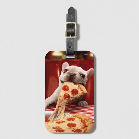 Dog Eating Pizza Slice Bagagelabel (Voorkant (verticaal))