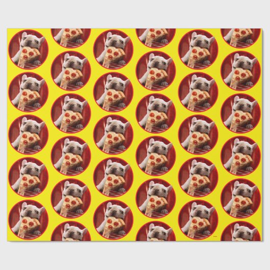 Dog Eating Pizza Slice Cadeaupapier (Vlak)