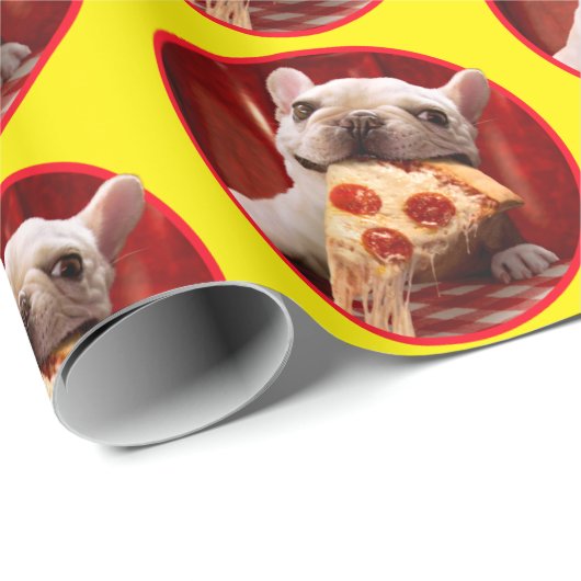 Dog Eating Pizza Slice Cadeaupapier (Rol Hoek)