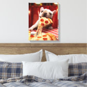 Dog Eating Pizza Slice Canvas Afdruk (Insitu (Slaapkamer))