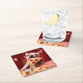 Dog Eating Pizza Slice Kartonnen Onderzetters (Insitu)