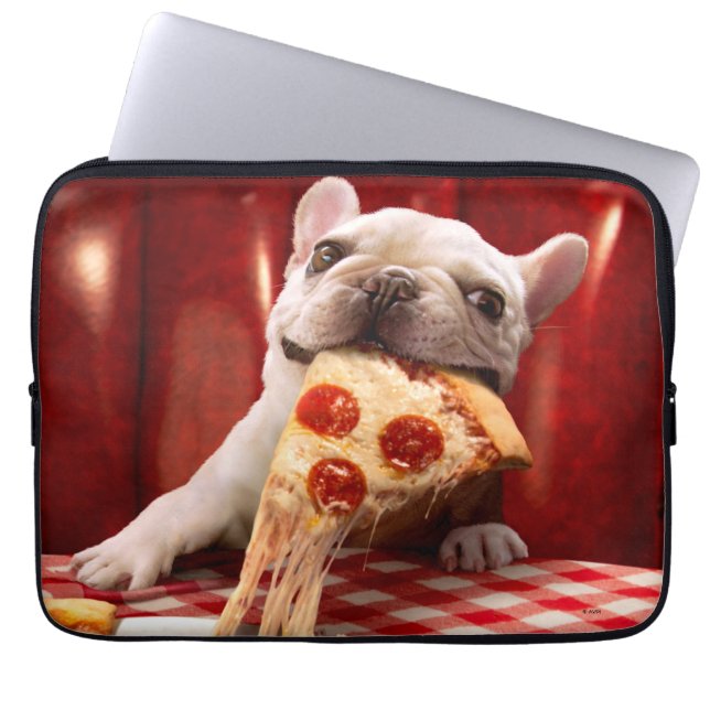 Dog Eating Pizza Slice Laptop Sleeve (Voorkant)