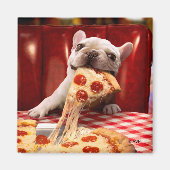 Dog Eating Pizza Slice Magneet (Voorkant)
