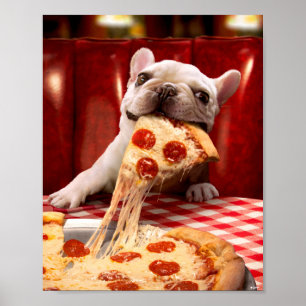 Dog Eating Pizza Slice Poster