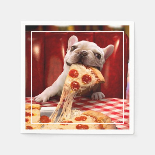 Dog Eating Pizza Slice Servet (Voorkant)