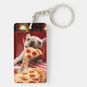 Dog Eating Pizza Slice Sleutelhanger (achterkant)