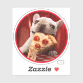 Dog Eating Pizza Slice Sticker (Vel)