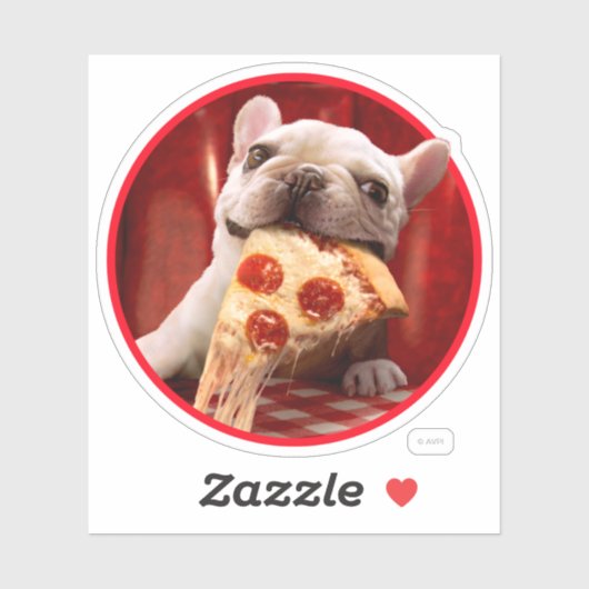Dog Eating Pizza Slice Sticker (Vel)