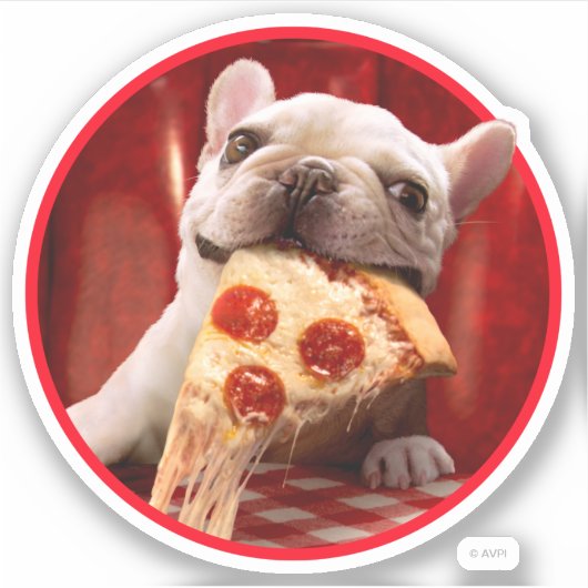 Dog Eating Pizza Slice Sticker (Voorkant)