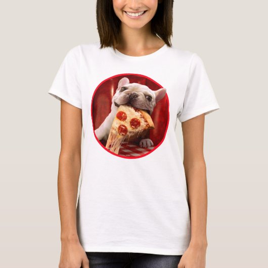 Dog Eating Pizza Slice T-shirt (Voorkant)