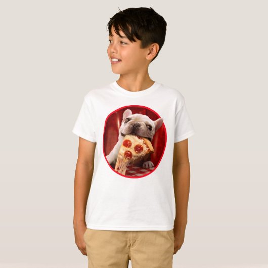Dog Eating Pizza Slice T-shirt (Voorkant volledig)