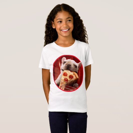 Dog Eating Pizza Slice T-shirt (Voorkant volledig)