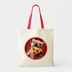 Dog Eating Pizza Slice Tote Bag